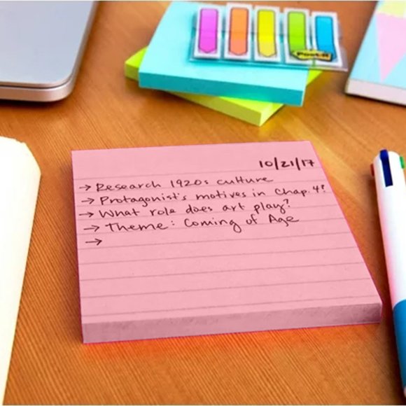 Lined Sticky Notes with Superior Power - 80 Sheets per Pad for Effortless Organization and Note-taking in and Craft Projects