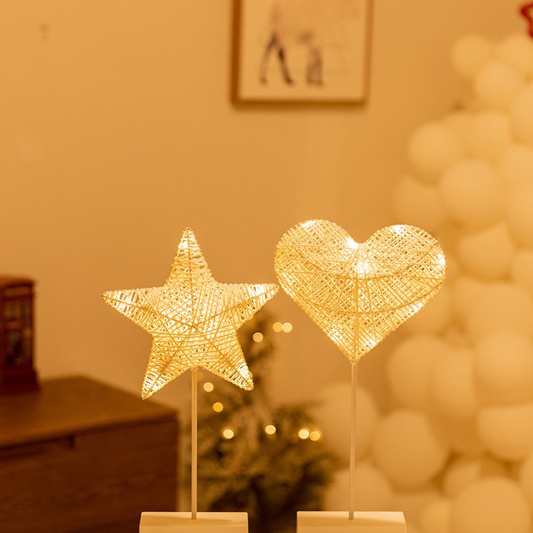 Wicker Heart Shaped Night Lights Valentine's Day Decoration Gift For  Girlfriend Home Decoration Night Lamp Bedroom Decor Light