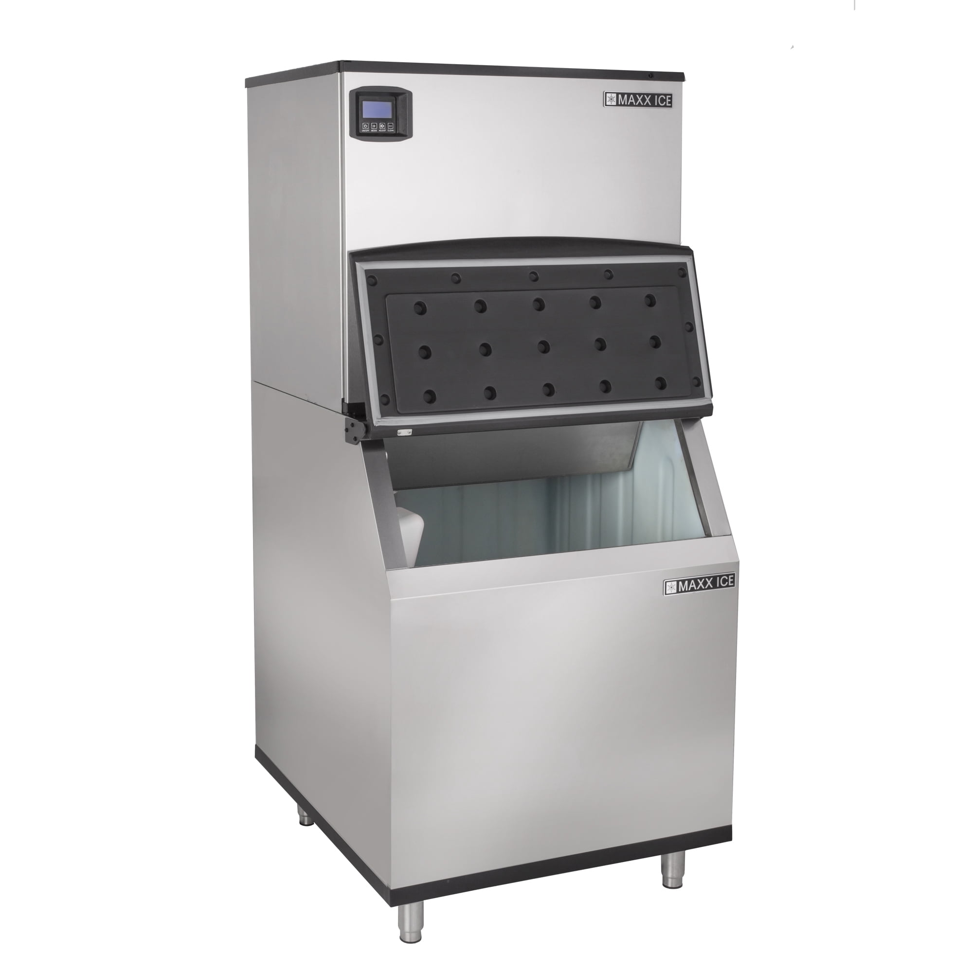 Maxx Ice Intelligent Series Modular Ice Machine, 30"W, 521 lbs, and Storage Bin, 30"W, 470 lbs, in Stainless Steel (MIM500N-B470)