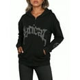 thumbnail image 7 of EMMIOL Women's Y2K Street Oversized Black Hoodie with Gothic Graphic, Roomy Hood & Side Pockets, 7 of 7