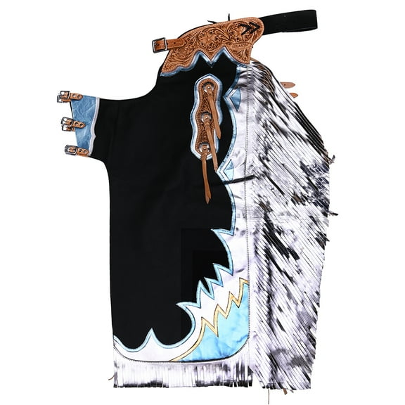 Hilason Handmade Genuine Leather Chaps Adult Handtooled Rodeo Bull Riding