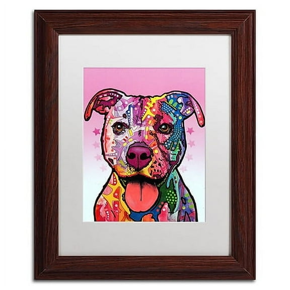 Trademark Fine Art "Cherish The Pitbull" Canvas Art by Dean Russo, White Matte, Wood Frame
