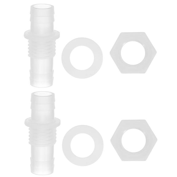 Uxcell Barb Thru-Bulk Bulkhead Fittings Union Plastic Adapter Fittings with Silicone Washers 2 1/2" x M16