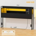thumbnail image 2 of iSunirm Headboard for King Size Bed, Bookcase Headboard with Power Outlets and LED Lights, Reversible Headboard with Storage, Height Adjustable, Sturdy and Stable, King Size, Black, 2 of 7
