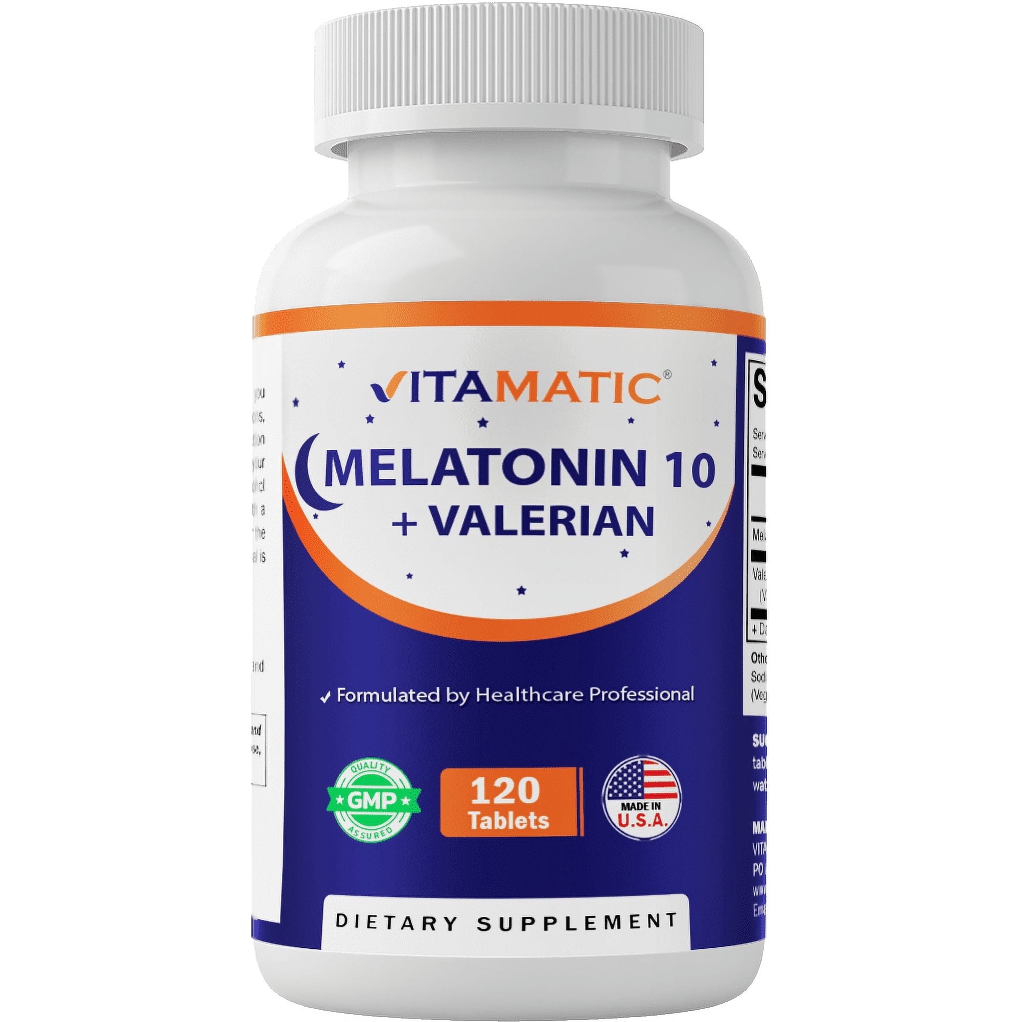 Vitamatic Melatonin 10mg with Valerian Root 4:1 Extract 250 mg 120 tablets