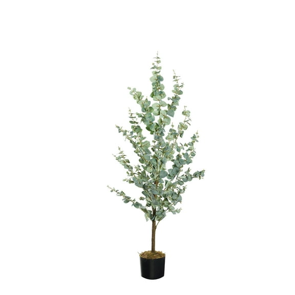 D&W Silks 60" Eucalyptus Tree in Black Planter Pot