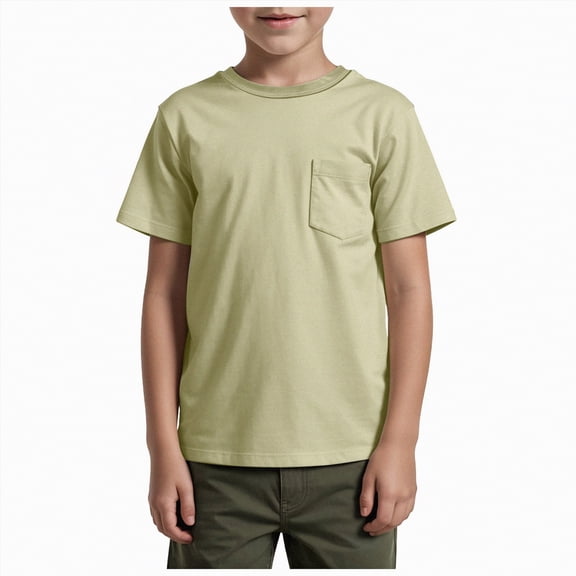JUMEYU Toddler Boys Clothes Boys Short Sleeve Crew Neck T-Shirt with Chest Print | Soft Cotton 5T 6T (Green,5-6 Years)