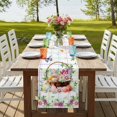 thumbnail image 4 of Happy Easter Table Runner, Spring Daisy Eggs Leaves Butterfly Colorful Plaid Cotton Linen Table Runners 120 Inches Long, Dresser Scarf Runner for Dining/Living Room/Kitchen/Square Tables 13''x120'', 4 of 9