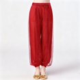 thumbnail image 3 of Cethrio Girls Dancewear Pants, Elastic Waist Party Fashion Cotton Performance Pants Red Size 6, 3 of 4