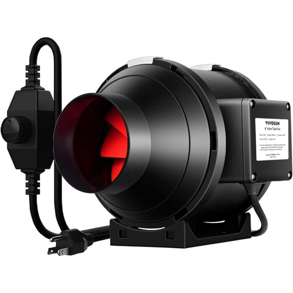 VIVOSUN R4 4 Inch 190 CFM Inline Duct Ventilation Fan with Variable Speed Controller for Grow Tent