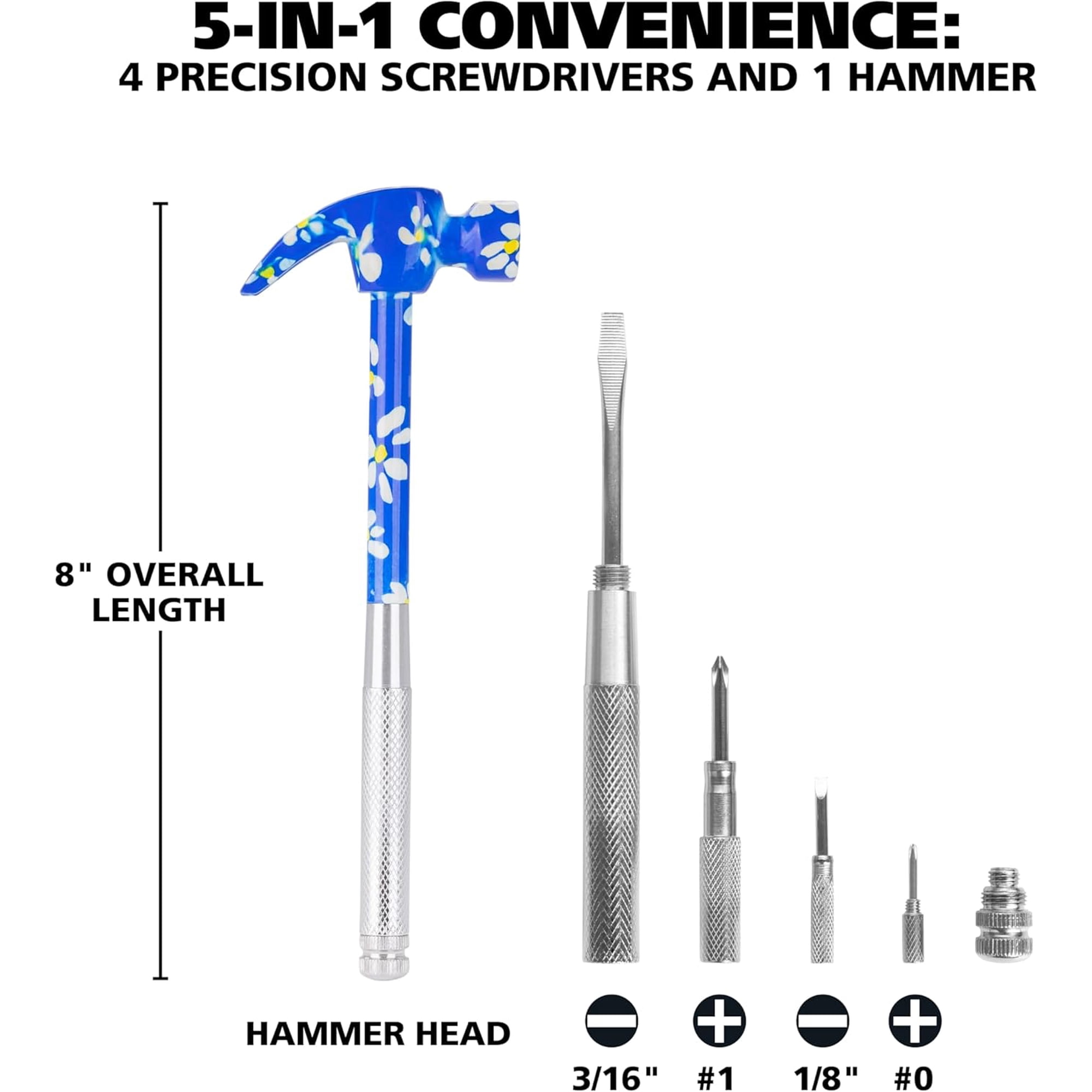 LABAKUI-GreatNeck 5-in-1 Hammer Built in Multitool Screwdriver Chrome Plated