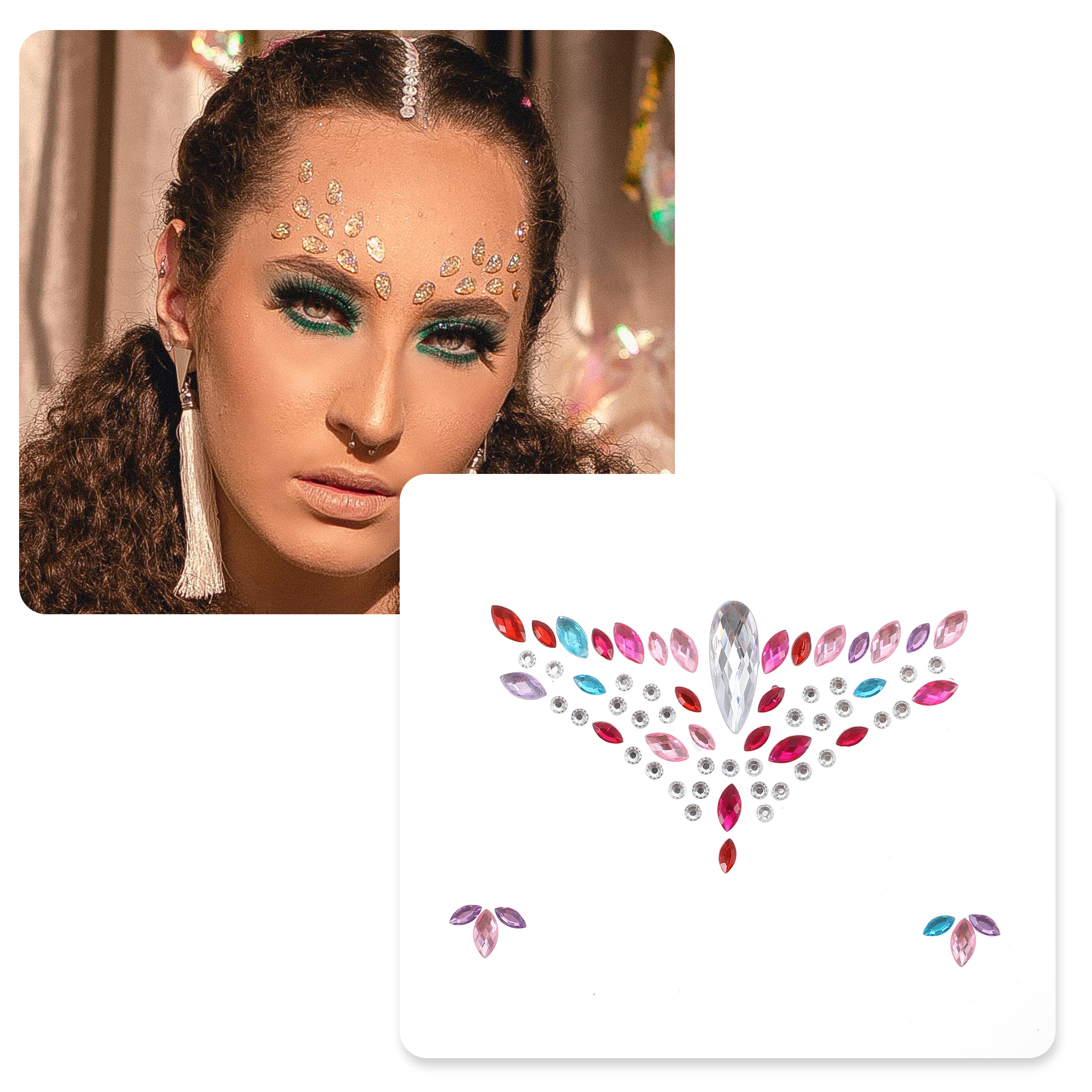 Unique Bargains Halloween Christmas Classic Face Rhinestone Stickers Assorted Color