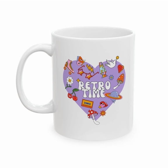 Time Mug Purple Heareramic Coffee Cup