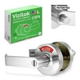 thumbnail image 1 of VIZILOK Conforme ADA, Indicateur de Sortie Unique Verrou de Confidentialité C5FS-L Durable ANSI Grade 2 Comp Commercial Droitier Non Réversible en Utilisation Ou Levier à Bouton-Poussoir - Chrome Satiné, 1 of 4