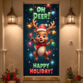 thumbnail image 5 of Colorful Lights Holiday Banner Reindeer Decoration Oh Deer Christmas Banner for Winter Celebration Kids Party Home Decoration, 5 of 9