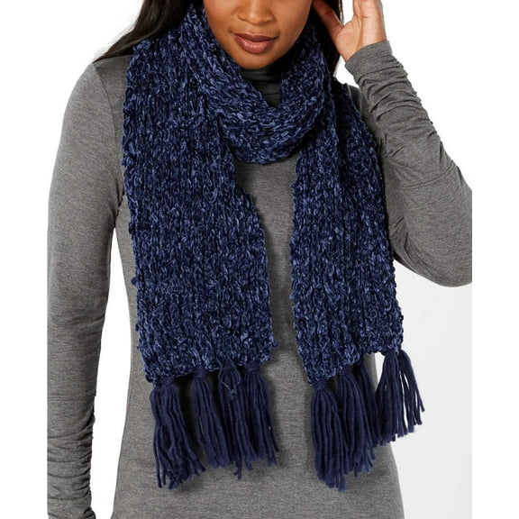 INC International Concepts Women’s Chenille Shine Scarf, Navy