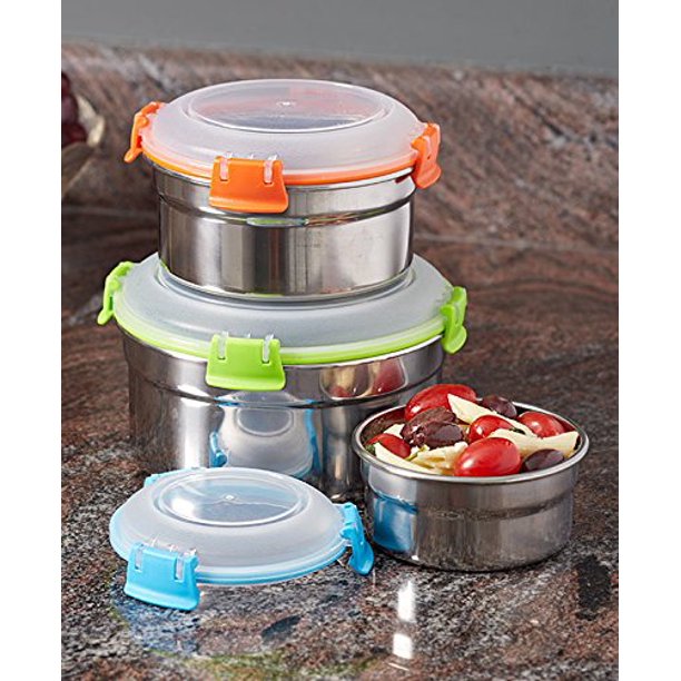 6Pc. Locking Lid Stainless Steel Bowl Set