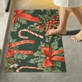 thumbnail image 2 of Yayeee Bath Rug for Bathroom Floor Non Slip Contour Fluffy Soft Absorbent Mat, 20"x24", Christmas Holly Bows, 2 of 7
