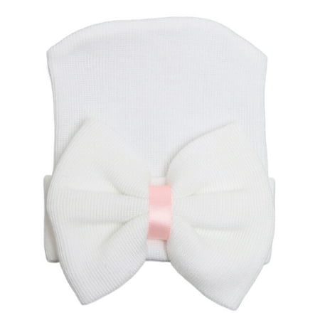 

Newborn Infant Baby Girls Windproof Bowknot Hat Lovely Nursery Beanie Hat Stripes Hat Cap