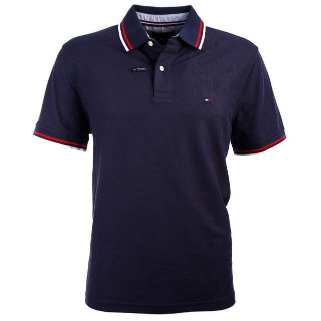 Polo Tommy Hilfiger con cuello a rayas para hombre, color azul marino, talla M