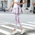 thumbnail image 3 of COEQINE Women High Waist Yoga Skirted Legging with Pockets Light Purple Tie Dye Pattern Breathable Tennis Skirts with Leggings for Women Elastic Comfy Golf Pickleball Leggings, 3XL, 3 of 7