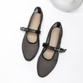 thumbnail image 4 of Womens Mesh Mary Jane Flats Breathable Ballet Flats with Adjustable Buckle Strap Black,Size 6, 4 of 6