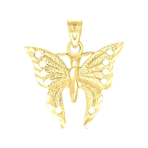 10k Yellow Gold Womens Butterfly Charm Pendant for Women