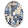 thumbnail image 2 of Designart "Striped Symmetry in Beige and Blue I" Geometric Radial Dot Round Wall Mirror - Oval Printed Decorative Mirror - Multiple Color Options, 2 of 5