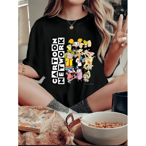 Cartoon Network Characters Graphic T-Shirt for Women, Knit Fabric, Casual Round Neck Short Sleeve, BCamisetas para mujer, lindas camisetas con estampado gráfico, de manga corta, estilo casual, para ve
