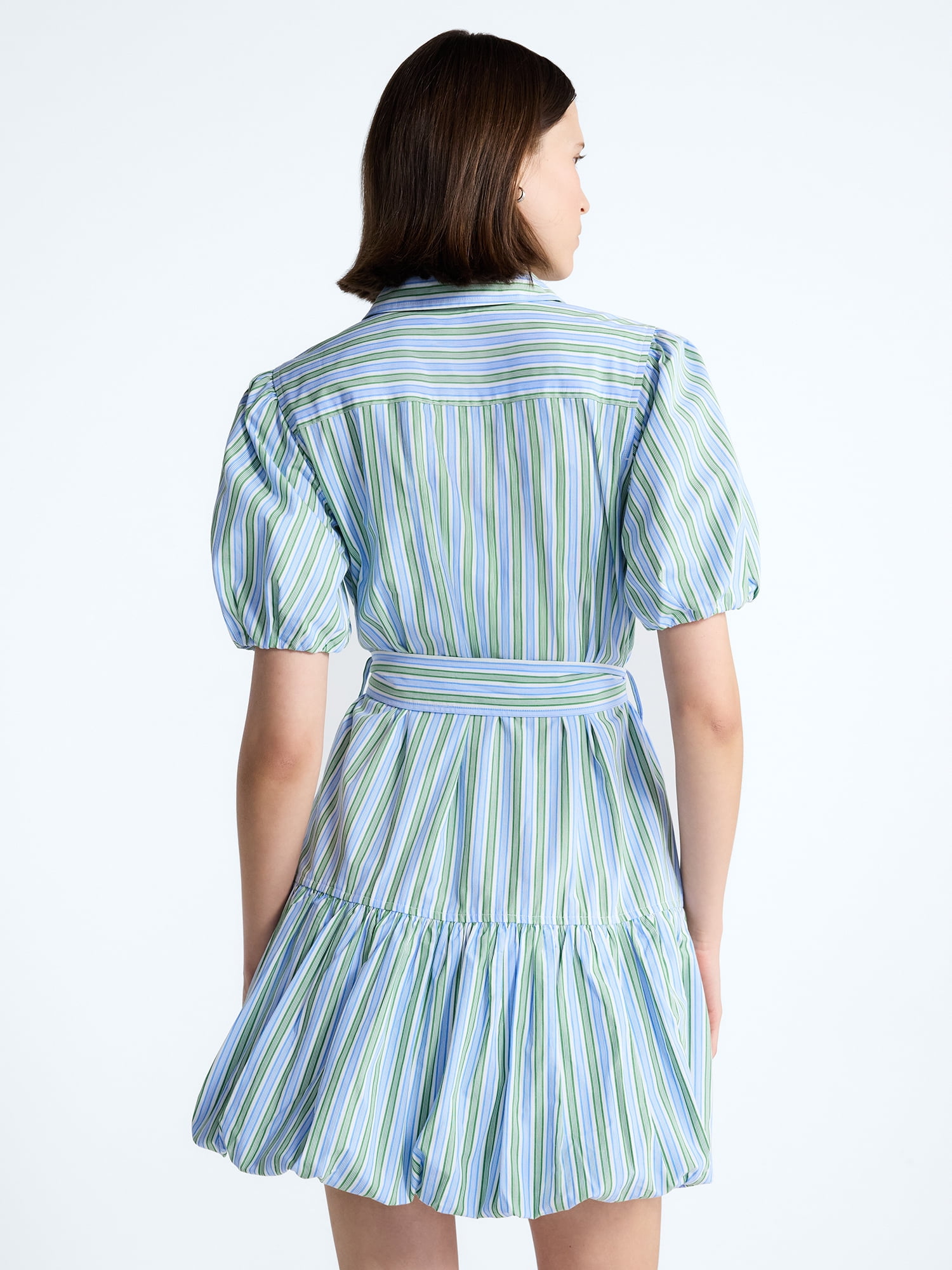 Free Assembly Women's and Women's Plus Cotton Mini Dress with Puff Sleeves, Sizes XS-4X