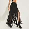 thumbnail image 7 of Women's Fringe Mini Skirt Solid Color Empire Waist Comfortable Fashion Skirt For Casual Daily Wear Party,Black,Xl, 7 of 7
