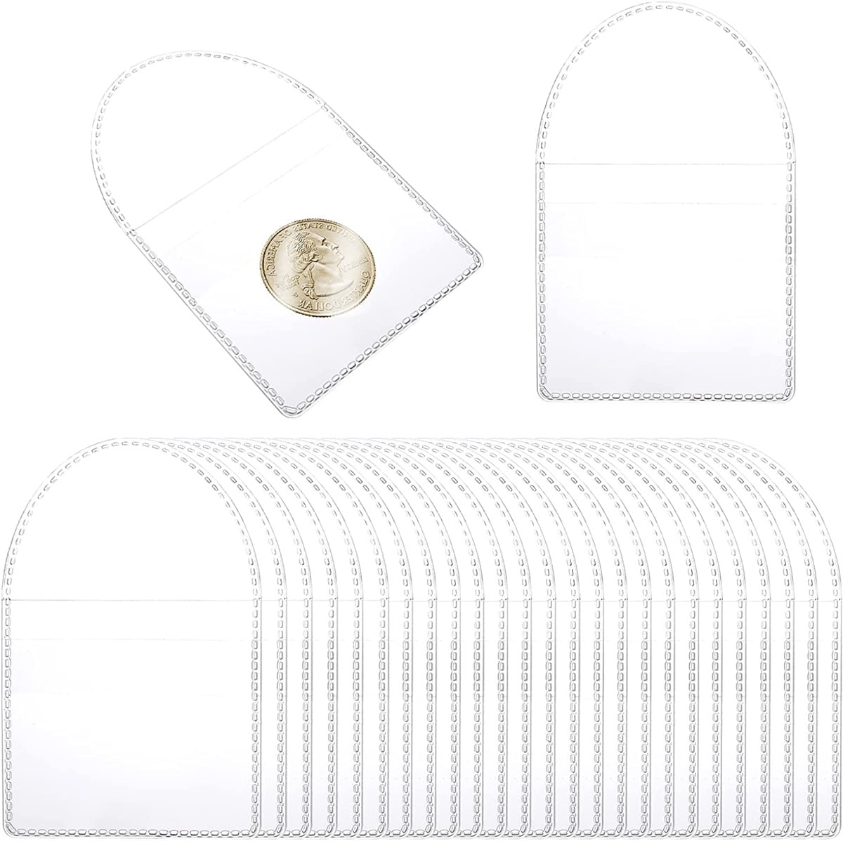 Casewin Single Pocket Coin Sleeves Holders, 50PCS 2 Inch Individual