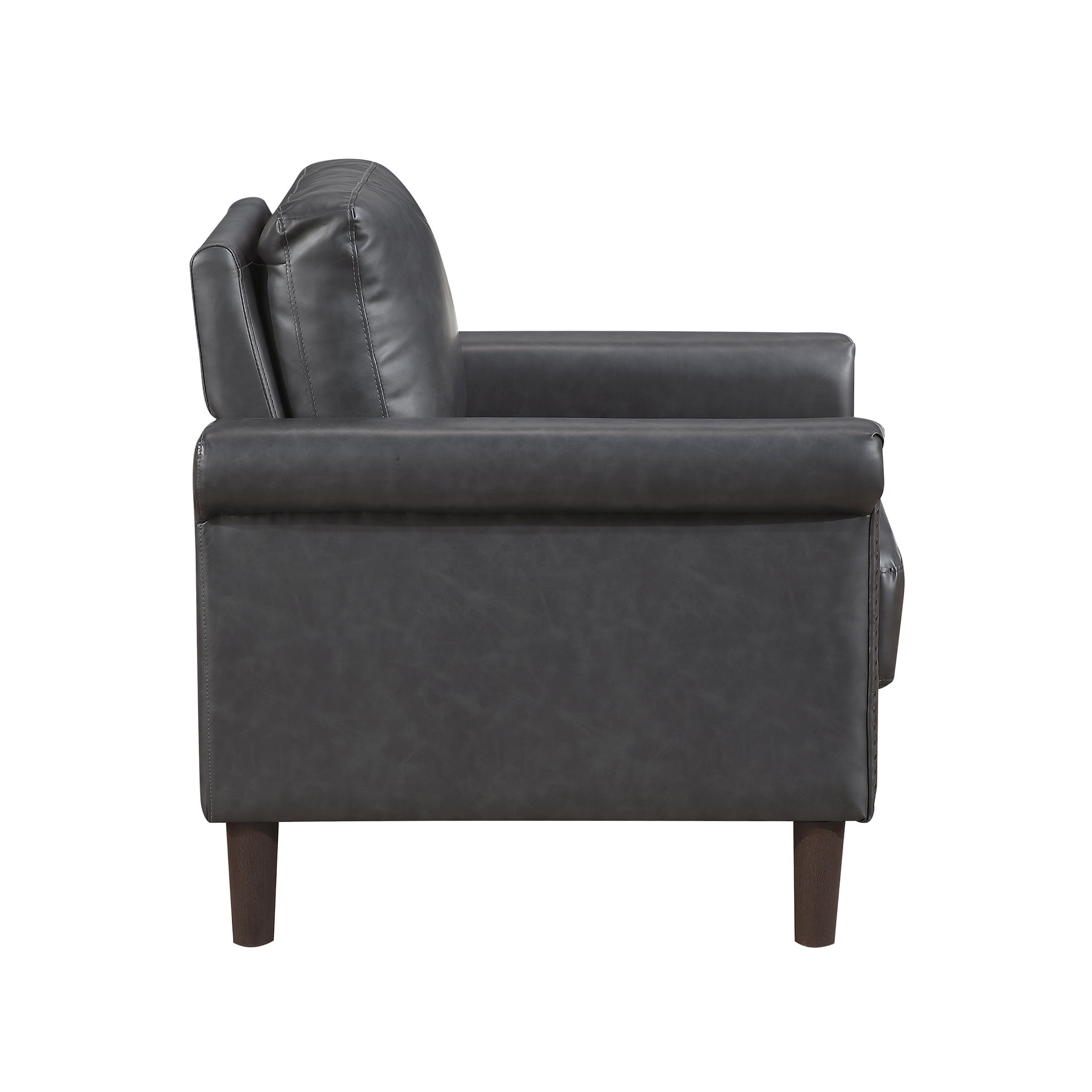 OakvillePark Hartwell Faux Leather Chair with Nailhead Trim, Dark Gray