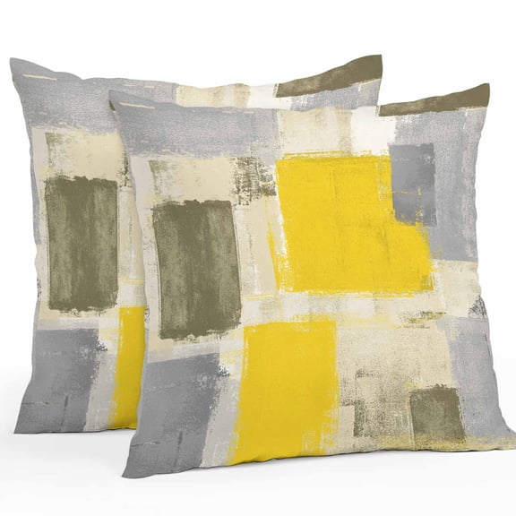 Yellow Paint Outdoor Pillow Covers Pack of 2 Abstract Mottled Classic Art Waterproof Throw Pillow Covers Decorative Cushion Cases for Patio Garden Tent Balcony Couch 16x16 inch