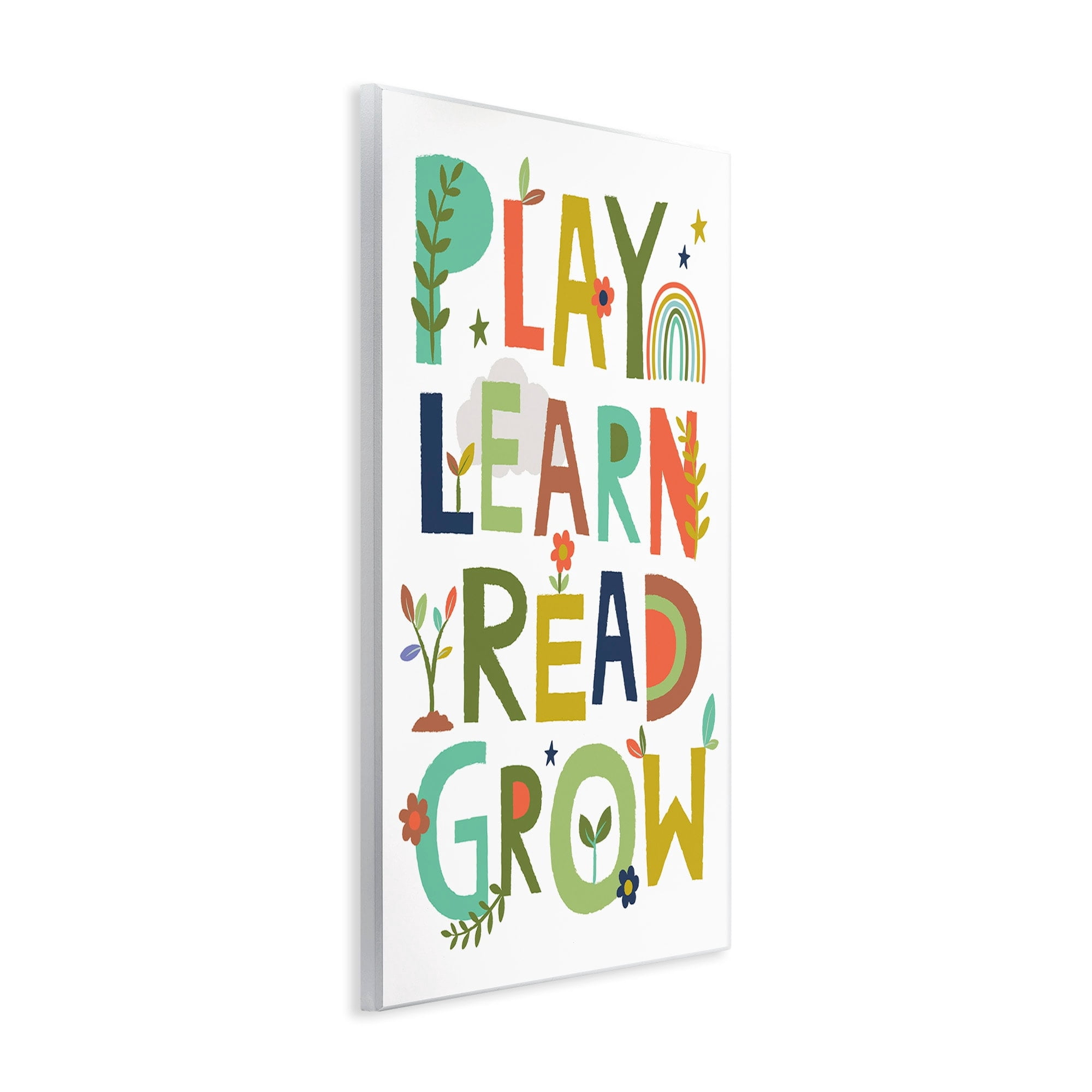 Stupell Industries Play Learn Read Grow Children's Typography Rainbow Flowers, 13 x 19,Design by Lisa Perry Whitebutton