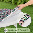 thumbnail image 5 of Multicolor Geometric Pattern Round Fitted Tablecloth with Elastic Edge,Dining Table Cover Waterproof,Outdoor Round Tablecloth for Camping,Dining,Indoor and Outdoor, 5 of 7