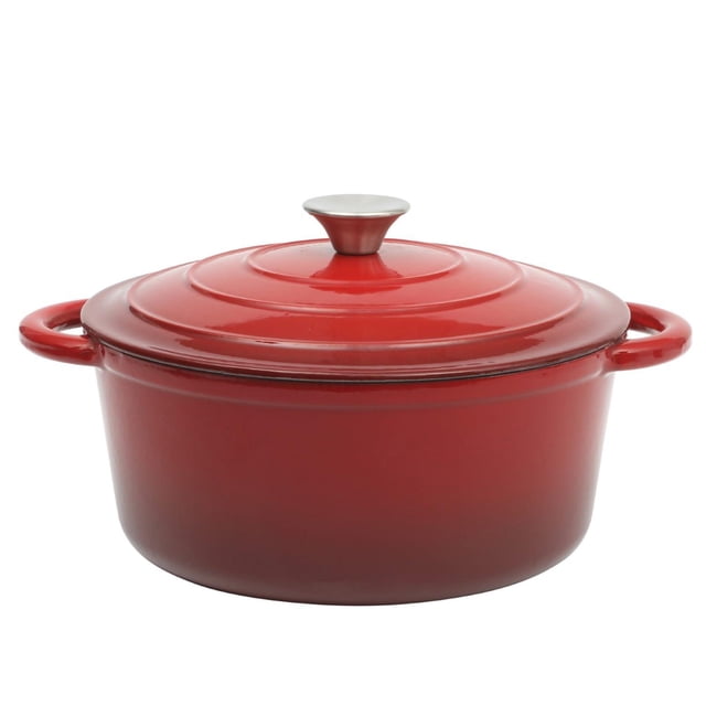 Gibson Home Addlestone - Olla redonda de hierro fundido esmaltada de 5 cuartos con tapa y asas duale