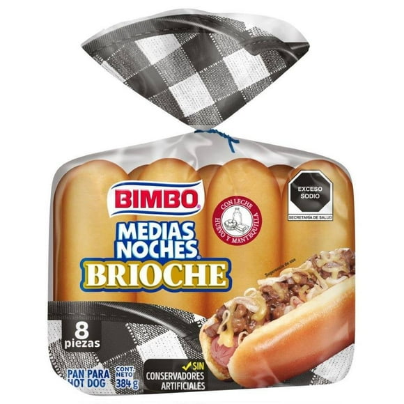 Pan para hot dog Bimbo Medias Noches brioche 8 piezas