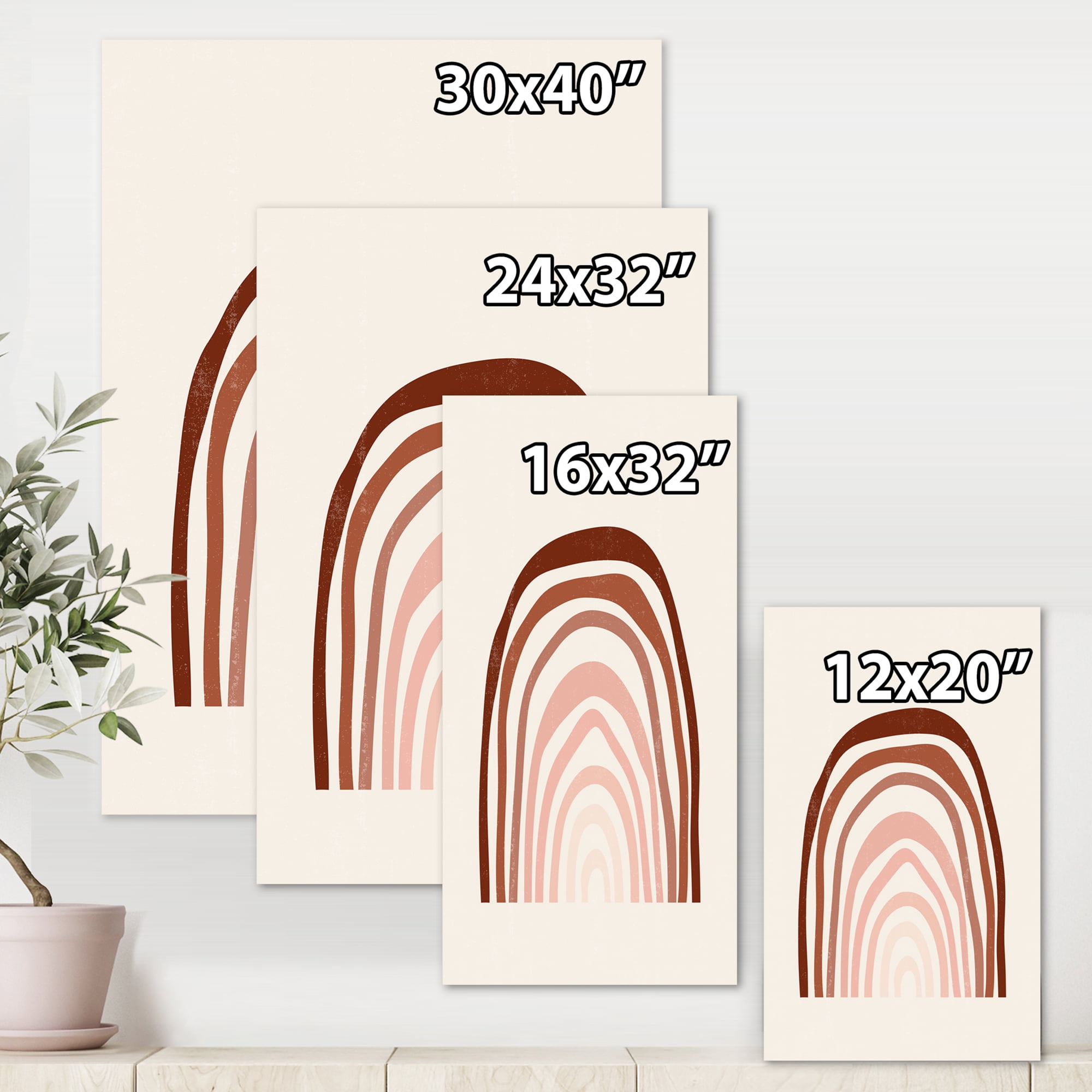 Designart ' Terracotta Minimalist Boho Art Rainbow I ' Modern Canvas Wall Art Print