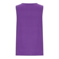 thumbnail image 5 of Womens Cotton Linen Sleeveless Tops,Solid Color Pleated Crewneck Tank, Plus Size Summer Shirts with Side Slit Fitted Tank Tops for Women Purple 4XL, 5 of 5
