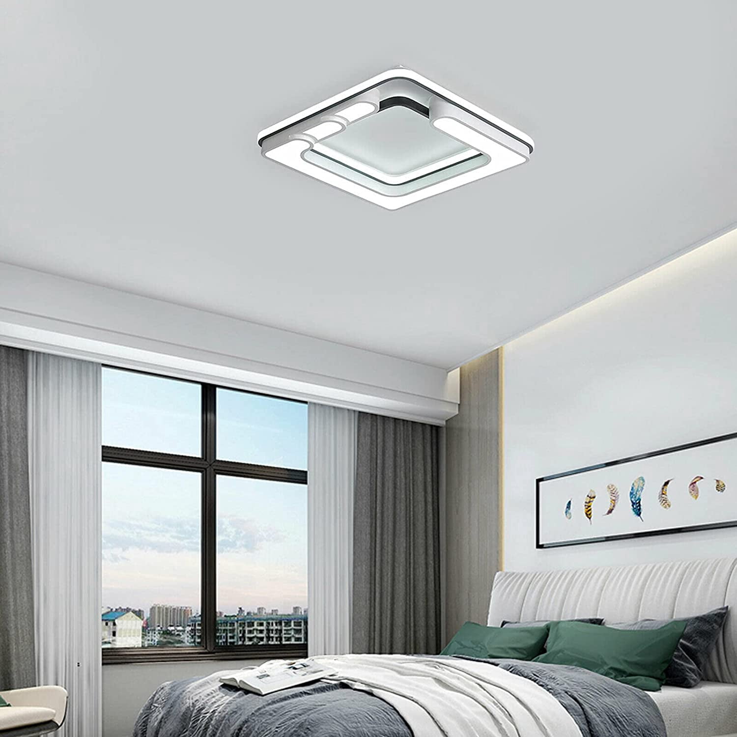 MONIPA LED Ceiling Light, Remote Control Ceiling Light Fixture LED 32W Dimmable Close to Ceiling Lights Flush Mount 15.7Inch Night Lamp