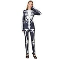 thumbnail image 4 of Notus Skeleton Bodysuits for Halloween Women's Sexy Skeleton Costume Cosplay Bodysuit Outfit Zip Up Jumpsuit Black XS, 4 of 7