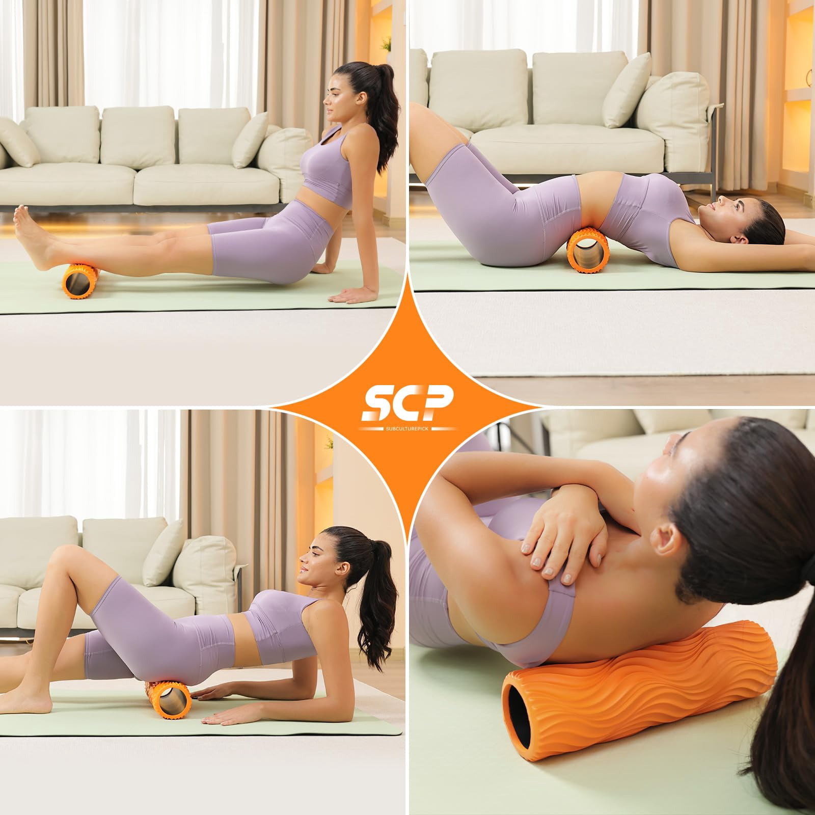 Foam Roller - Massage For & Stretching Wide Wave Textured Deep Pilates Yoga  Athletics Fitness Exercise Whole Body
