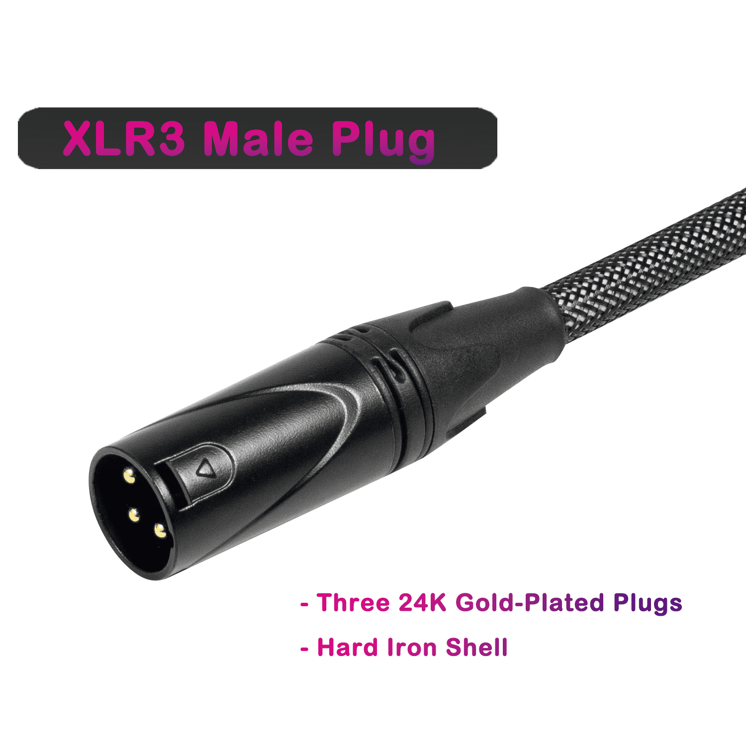 1 Pack 6.56FT XLR to Banana Speaker Cable, XLR3 Male to 2 Male Banana Plugs XLR Cable, OFC 12AWG wire, Heavy Duty Nylon Braided Cover, for XLR to Speaker Power Amplifier(Black/2M)