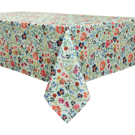 Waterproof Boho Farmhouse Table Cloth 60x102 inch for Oblong Tables - Water Resistant Floral Tablecloth - Botanical Table Cover for Kitchen Patio Parties Picnics Dining Occasion