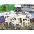 thumbnail image 2 of AVBO7-LWH-W 7 Pc Dining set with a Kitchen Table and 6 Wood Seat Kitchen Chairs in Linen White, 2 of 6