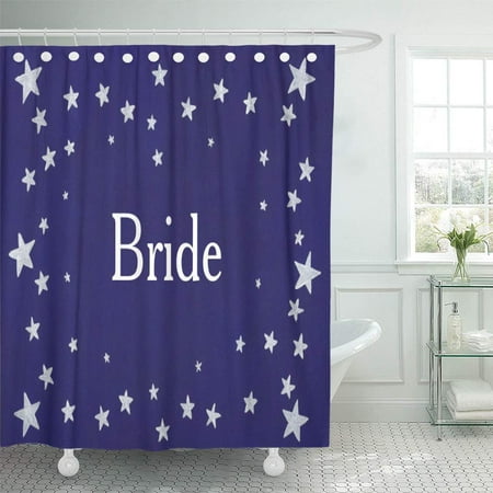 Cynlon White Silver Stars On Royal Blue Bride Wedding Bathroom