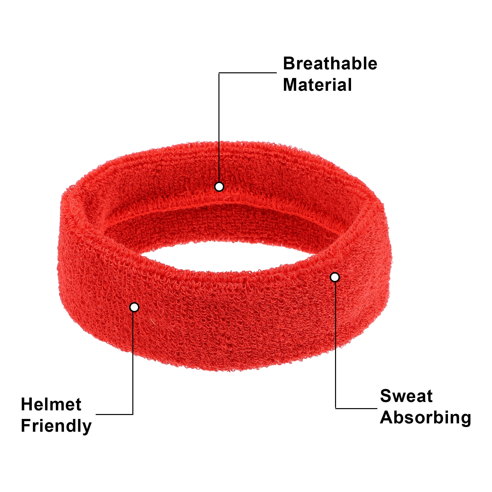 Unique Bargains 3 Pcs Sport Headband Wristband Sweatband Cotton Blend Big Red