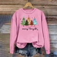 thumbnail image 2 of WREESH Womens Fashion Christmas Sweatshirt Casual Crewneck Sweatshirt Print Pullover Loose Fit Long Sleeve Tops Christmas Top Loose Fitting Sweater Pink, 2 of 4