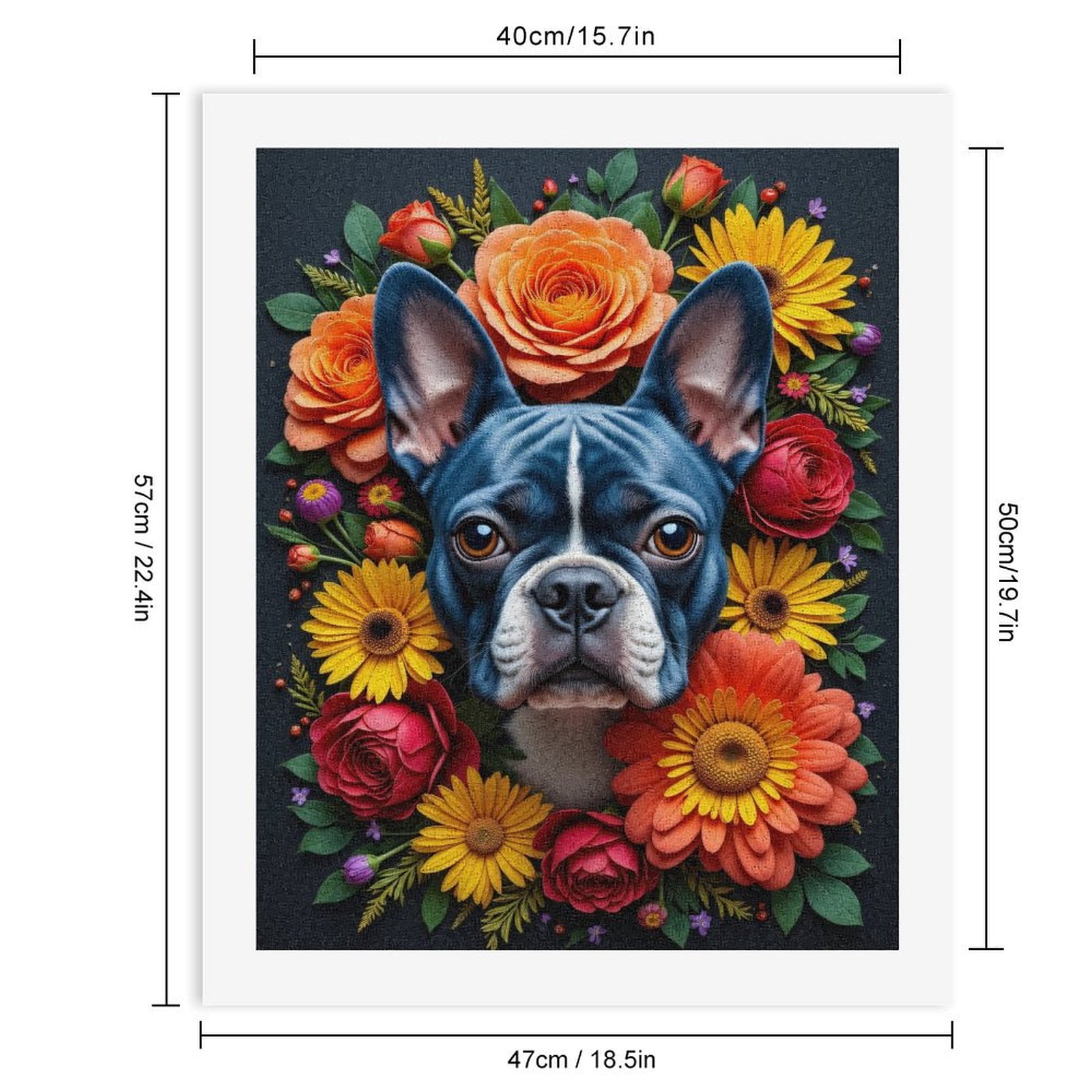 Paint By Numbers Kit for Adults Beginner - DIY Dog Floral Wreath Art Composition Canvas Painting Kits for Adults, Frameless Paint By Number for Adults for Home Wall Decor 16x20 Inch
